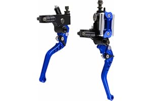‎NIKOU Nikou Geberzylinder Hebel - 2Pcs 7/8" (22 mm) Aluminium-Universalmotorrad Duo-Pumpe hydraulische Bremse Kupplungshebel Hauptzylinder Reservoir Set passen Sport-Fahrrad/Straße Fahrrad/Scooter (Blau)