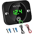 12V LED Digital Voltmeter, Waterproof Voltage Gauge Meter Battery Tester with Green Light Digital Screen Touch Display Panel for Car Boat Marine Vehicle Motorcycle Truck Camper ATV UTV