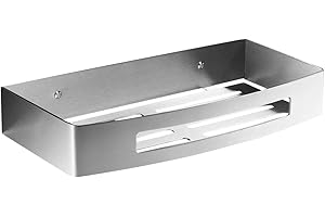 Ambrosya - Panier de Douche en Acier Inoxydable - Corbeille Étagère Baignoire Salle de Bains Bac à Douche Support de Tablette de Coin Murale