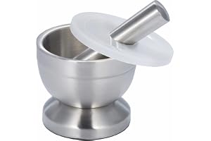 PIQIUQIU Mortel i rostfritt stål med stöt, livsmedelssäker Pestle och Mortar rostfritt stål, 10 cm (3,9 tum) diameter