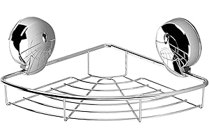 Showerdrape Shower Basket Storage Floating, Suction Bathroom Organiser For Toiletries Shampoo Holder Bathroom Accessories Chrome Shower Shelf No Drilling Bathroom Caddy Sponge Holder