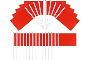SCSpecial Small Flags 25 Pieces Mini Handheld Flags on Stick 8.2 Inch x 5.5 Inch Outdoor Flags for Parades and Decoration (Red)