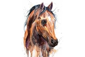 POENOEN DIY 5D Diamond Painting Kit per Casa Decorazioni Cavallo Completo Pittura Diamante Kit per Adulte Bambini Pietra Rotonda Diamond Art per Natale 30x40cm