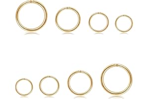 Morfetto 4 Pares de Acero Inoxidable 16G Sleeper Pendientes Septum Clicker Nariz Labio Anillo Piercing para el Cuerpo Joyería