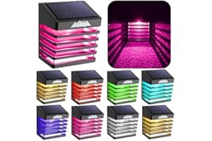 AloftSun Solar Lights Outdoor 8 Pack, 7 Color Solar Fence Lights Outdoor Garden Decorative with Auto Mode, IP65 Waterproof for Solar Wall Lights Garden, Fence Garden Solar Lights Multicolor Light