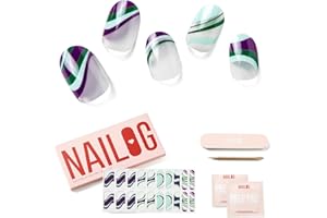 Nailog Adesivi Unghie Gel UV - 20pcs Unghie Finte Adesive,Smalto Adesivo Per Unghie,Adesivi Unghie,Stickers Unghie Nail Art,lunga durata Unghie Gel Nails Starter Kit, Flow