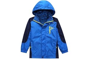 BASADINA Boy Waterproof Raincoat - UPF 50 Protection Kids Jacket, Breathable Hoodie Jacket Coat, Outdoor Rain Jacket - Wind Resistant 5-14 Years for Travelling