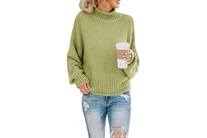 Saodimallsu Damskie swetry z golfem oversize nietoperz długi rękaw sweter luźny gruby dzianinowy sweter