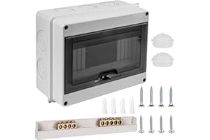 Luthando Skrzynka bezpiecznikowa natynkowa, rozdzielacz IP65-1, 8 modułów, wodoszczelność IP65, skrzynka rozdzielcza z mosiężnymi zaciskami, do ogrodu lub na zewnątrz, do elektryki, willi, kolumn