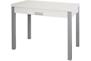 MOMMA HOME MOMMAHOME® Mesa Cocina Extensible - Mesa Comedor Extensible, Mesa Plegable, Mesa Plegable, Mesa Comedor Modernas Extensibles, Color Blanco/Plata, SILANTA, Medidas 100/160x60x76 cm
