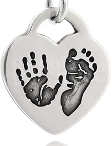 Babyrice Charm En Forme De Cœur Avec Empreintes De Pieds Et De Mains De Bebe Babyrice Amazon Fr Bijoux