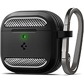 Spigen AirPods 4 ile Uyumlu Kılıf Rugged Armor &Uuml;st D&uuml;zey Koruma Siyah Karbon Kapak - ACS08642 (Spigen TR Garantili)