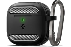Spigen Cover Rugged Armor Compatibile con AirPods 4 (2024), Custodia AirPods 4 - Nero Opaco
