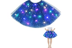 AYBUY Gonna Tulle LED per Bambina, LED Tutu Gonna con Paillettes, Gonna a Tutù in Tulle Luminoso per Carnevale Halloween Natale Festa per le Ragazze