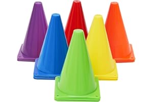 LATERN 30 Stück Fußball-Markierkegel, 19CM Plastikmarkierung Trainings Verkehrshütchen Sport Agility Feld Markierung für Skaten Basketball Fußball Aktivität Wurfspiel Hindernis Parcours (6 Farben)