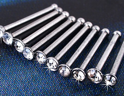 Easy Provider® 10X 8mm Nasenpiercing Nasenstecker Edelstahl Straß Neu TOP - 2