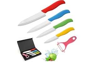 Ballery Set di Coltelli in Ceramica, Professionale Coltelli Ceramica da Cucina Set di Coltelli con Manici in Più Colori Affilato e Leggero Usati per Cucinare Verdure, Frutta e Pane