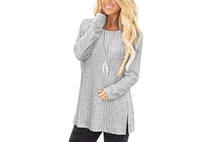 Jescakoo Damen Pullover Herbst Rundhals Langarmshirt Leichtes Oversize Sweatshirt Elegant Winter Strickpullover