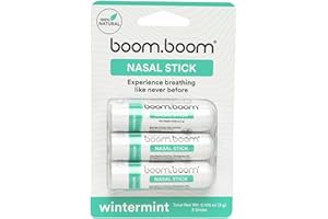 BOOMBOOM Aromatherapy Innhaler - Essential Oils - Portable Stick - Increase Focus, Upgrade Your Breathing and Relieve Aches - Wintermint Flavour - Pack of 3