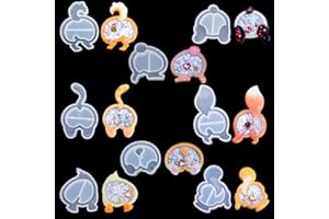 FineInno 8 Pezzi Stampo Resin Shaker Quicksand Silicone Mold Stampi Silicone Culo Animale per DIY Pendente Creazione Gioielli