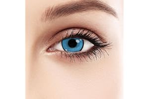 ‎DOLOVO Dolovo Kontaktlinsen Farbig Ohne Stärke, 12 Monatslinsen 1 Stück (Einteilige) für Cosplay Zombie Vampir, Karneval, Fasching, Anime (blau schwarzem Rand)