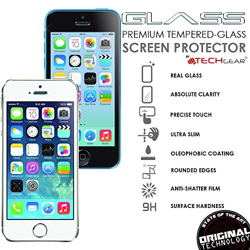 [3 Pack of] TECHGEARÂ® Apple iPhone SE / 5s / 5c / 5 GLASS Edition Genuine Tempered Glass Screen Protector Guard Cover (iPhone 5s/5c/5) â€¦