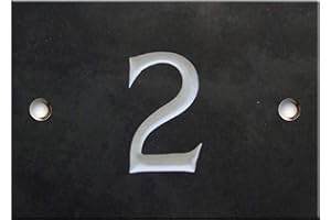 NUMBERS & NAMES BY ATLANTIC HARDWARE Engraved Slate House number sign - 1 to 99 (select your number here) - number 2 (Same Day Dispatch by 1st class Post!!!)