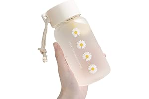TGUS 500 ml kleine Gänseblümchen-Wasserflasche aus Kunststoff, transparente Wasserflasche, tragbare Reise-Teebecher mit Seil, für Yoga-Läufer in der Schule, im Fitnessstudio (matte 4 Blumen)