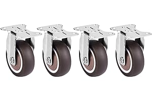TICFOX TPE Mute Caster Wheel, Heavy Duty Directional Casters, 4Pcs 2in TPE Rubber Removable Mute Chair Fixed Rubber Casters for Trolleys, Cabinets