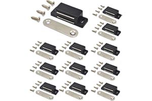 QEDT Aimant Porte Placard 12 pièces Loquet Magnétique pour Armoire, Fermeture Aimant de Meuble pour Armoires, les Tiroirs et les Volets Armoire Vis incluses- Blanc