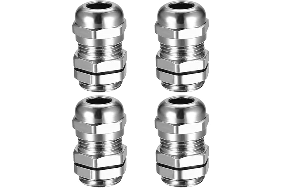 M12 Cable Gland, 4 Pcs PG7 Metal Cable Glands Joints, Waterproof Adjustable Cables Connector, Brass Wire Glands Joints for 3-6.5mm Dia Cables Range - PG7/M12