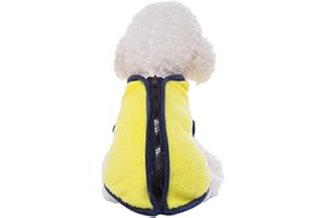 wojonifuiliy Reißverschluss Hundepullover für Klein Hunde Fleece Hunde Katze Warme ärmelloses Winter Welpen Weiche Fleece Haustiermantel Pullover Chihuahua Welpe Haustierkleidung (Yellow, M)