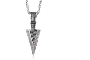 TempBeau Colliers Hommes Triangle Flèche Viking : Loup d'identité Pendentif mit 60cm Chaîne Acier Inoxydable Noir Argent Militaire pour Homme, garçon, Adolescent