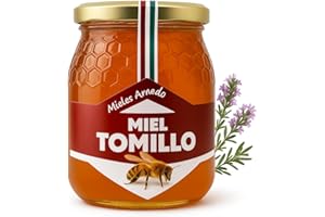Familycom Miel de Abeja Pura 100% Natural, Miel de Azahar, Encina, Romero y Tomillo. Cruda 1Kg Sin filtrar, Alta Concentración de Minerales (Tomillo)