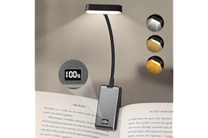 Sanfant Book Light USB Rechargeable Book Light Clip on Book Reading Light LED 360°Adjustable 3 Brightness & 3 Colors(Warm Natural Cold Light) Large Capacity Battery