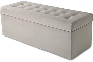 MG Design Pouf contenitore imbottito Grigio – capacità ca. 140 L, fino a 300 kg, superficie morbida con leggero riflesso, struttura in legno massiccio, già montato e facile da pulire