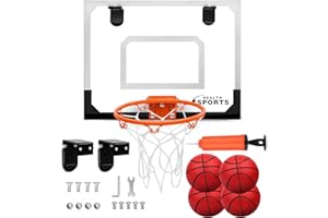 NaXew Indoor Basketball Hoop for Bedroom | Wall Mounted/Over Door Mini Basketball Hoop Includes Basketball and Net
