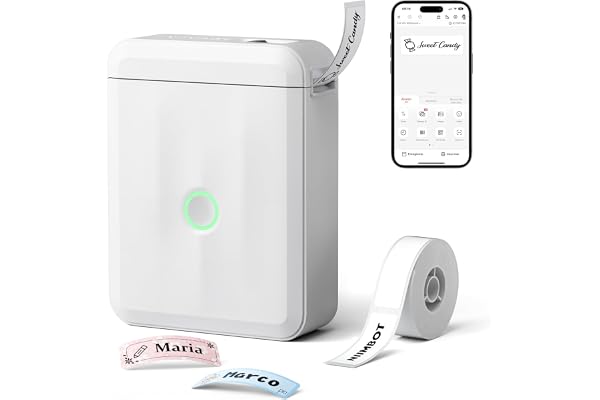 NIIMBOT D110 Étiqueteuse avec Étiquettes, Imprimante d'étiquettes Autocollant Thermique sans Encre pour Maison, Bureau, École, Organisation, Cuisine personnalisées,Blanc