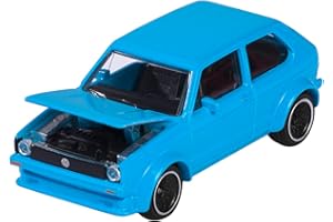 Majorette - Samochód vintage – VW Golf MK1 zabawkowy samochód, skala 1:64 (7,5 cm), z kartą kolekcjonerską, model samochodu dla dzieci od 3 lat, przezroczysty
