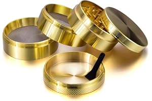 Mogokoyo 5 Piece 2" Spice Herb Grinder Zinc Alloy Spice Grinders with Pollen Catcher Razor-Sharp Teeth Metal Spice Grinder with Magnetic Top Gold