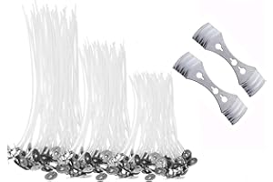 150 Pieces Candle Wicks, SMALUCK Natural Long Pre Waxed Wicks Candle Wick with 2pcs 3-Hole Candle Wicks Holder for DIY Candles Craft Tools Candle Making Kit (10cm, 15cm and 20cm)