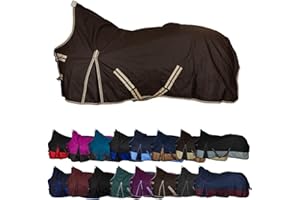 RL24 - Weidedecke High Neck Basicline 600D – Regendecke & Übergangsdecke – wasserdichte Outdoordecke mit Kreuzbegurtung – Pferdedecke in Dunkelbraun – Größe 145cm (100g/m² Füllung)