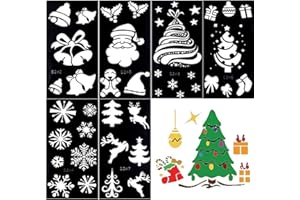 XMASIR 6 Sheets Glitter Tattoo Stencils for Kids Christmas Party Decoration Chlidren Drawing Templates Temporary Tattoo