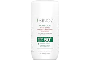 Sinoz Pure Cica Creme Solaire 50 Unisexe - Pigments Adaptatifs Couleur, SPF50+ / PA++++, Ingrédients Apaisants avec Cica, Hydratation Profonde, Vegan, Sans Cruauté
