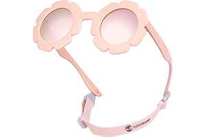 COCOSAND Toddler Sunglasses with Strap Polarized Flower Soft Silicone Nose Pads for Kids Baby Girl Age 2-6 Year Old