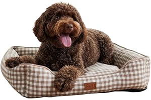 PESK Cama Perros Medianos 67x57x18cm con Hueso de Juguete, Super Acolchada Relleno de Fibras, Cama Perro Pequeño Lavable, Resistente Mordeduras, Camas Perros Medianos Antideslizante, Dog Bed