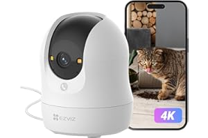 EZVIZ 4K Cámara Vigilancia WiFi Interior 360°, Cámara IP Deteccion de Personas/Mascotas/Ruido, Seguimiento con Zoom Automático, Visión Nocturna en Color, Audio Bidireccional, Wi-Fi 2.4/5GHz, C6N G1