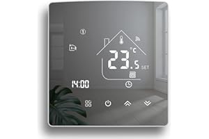 BEOK CONTROLS Thermostat WiFi Intelligent Tuya,Écran Miroir Thermostat Chaudière à Gaz,Thermostats Connecté,Régulateur de Température Ambiante,programmable,Compatible avec Alexa, Google Home,3A