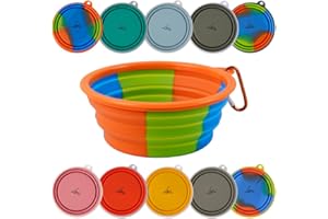 Ligo - EBBY 2PZ Ciotola Portatile per Cani, da Viaggio per Acqua e Cibo, Pieghevole con Moschettone (ARANCIONE) M