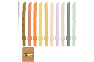 NEWATTY Cannucce Silicone, 10 Cannucce Riutilizzabili Colorate con Spazzola Straw Ecologico Cannucce Viaggio Cannucce Diritte Riutilizzabili per Frullati Bubble Tea Caffè Cocktail